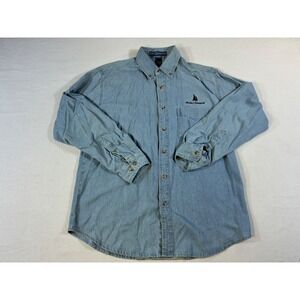 Vintage Harvard Square Mens Light Wash Denim Martha's‎ Vineyard Shirt Medium